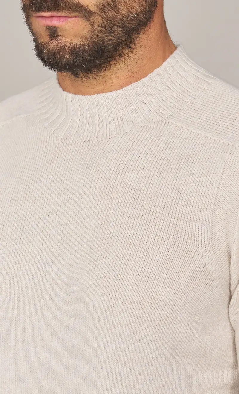 Maglia lupetto gran sasso in pura lana super geelong, colore panna miniatura 2