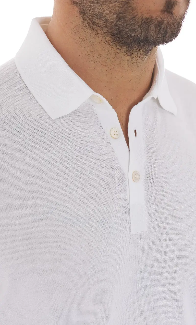 Polo gran sasso in filo di cotone, colore bianco miniatura 2