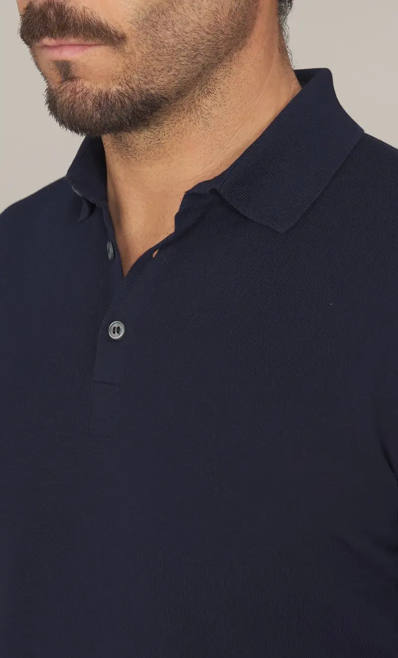 Polo gran sasso in filo di cotone, colore blu miniatura 2