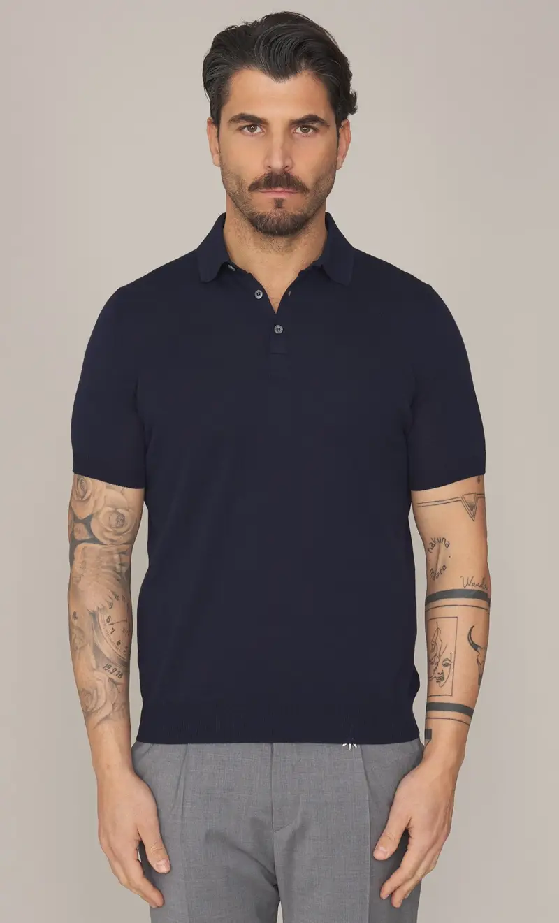 Polo gran sasso in filo di cotone, colore blu