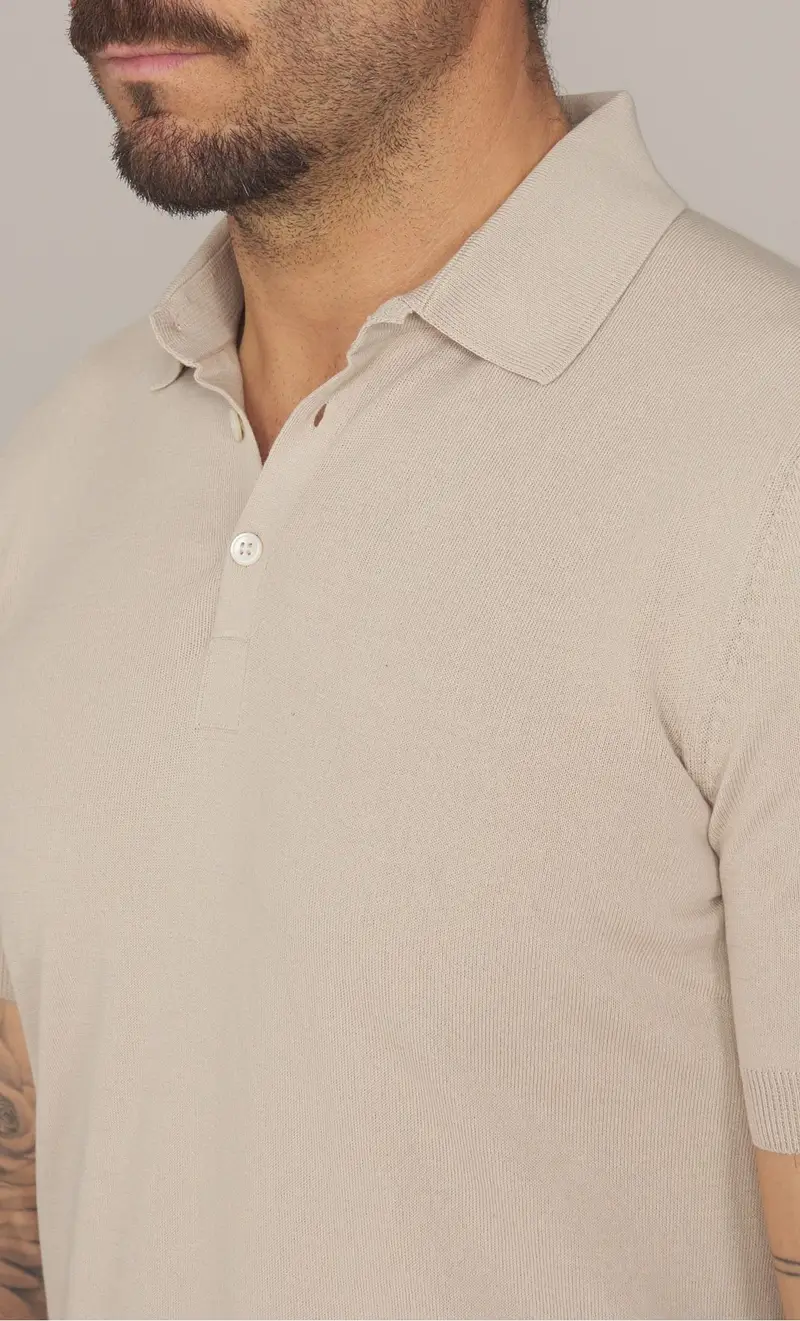 Polo gran sasso in filo di cotone, colore sabbia miniatura 2