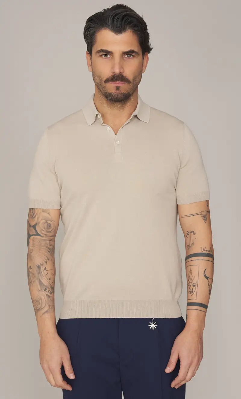 Polo gran sasso in filo di cotone, colore sabbia