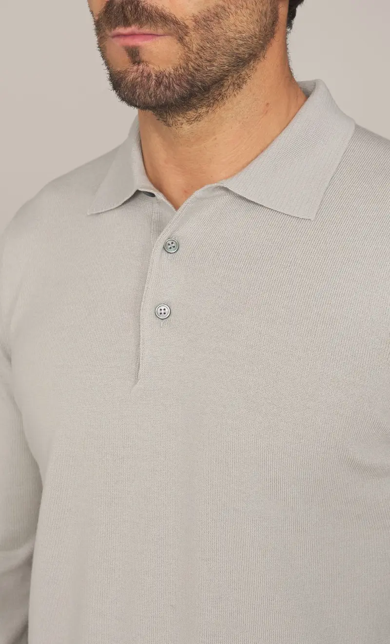 Polo gran sasso in lana merino extrafine, colore grigio miniatura 2