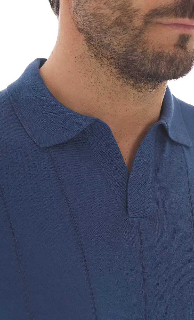 Polo gran sasso in puro cotone a coste, colore bluette miniatura 2