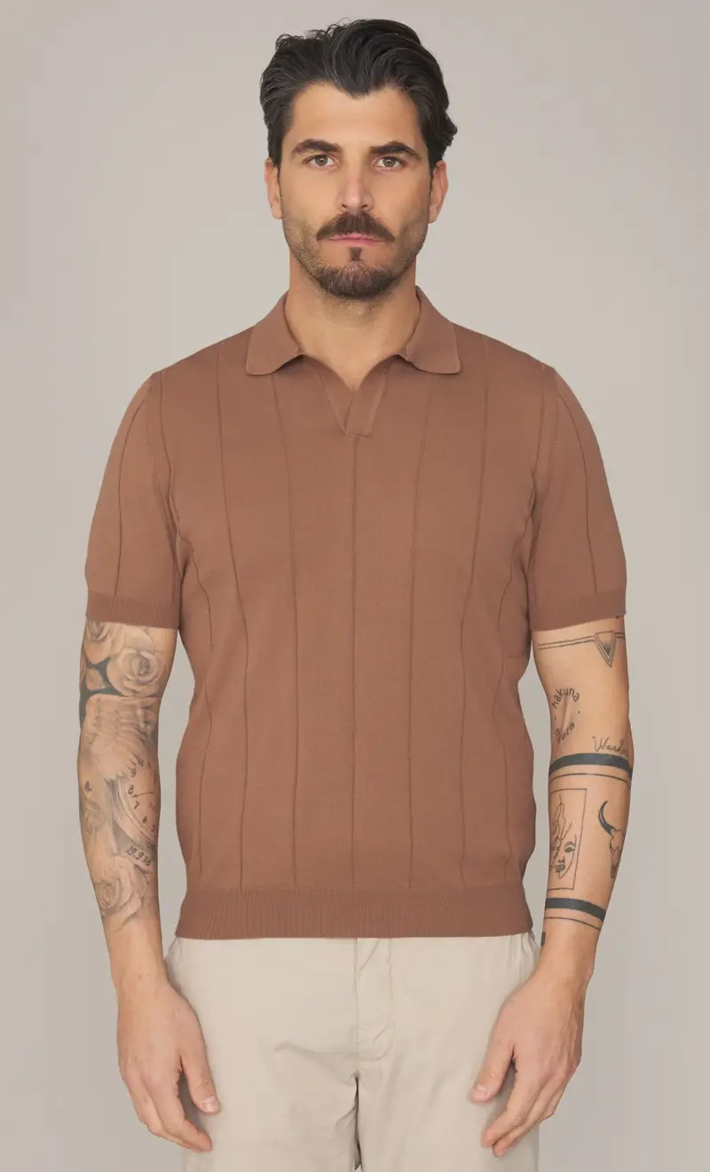 Polo gran sasso in puro cotone a coste, colore moro