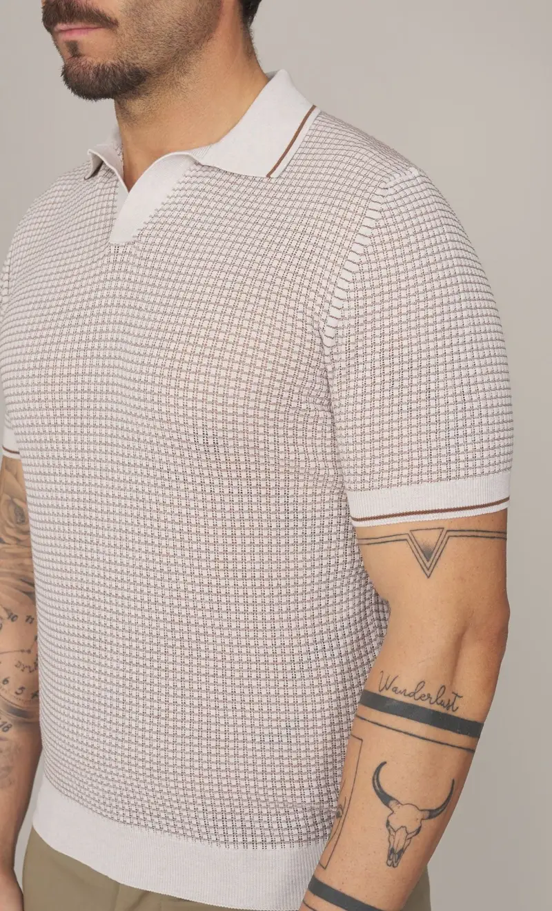 Polo skipper gran sasso punto canestro, colore panna miniatura 2