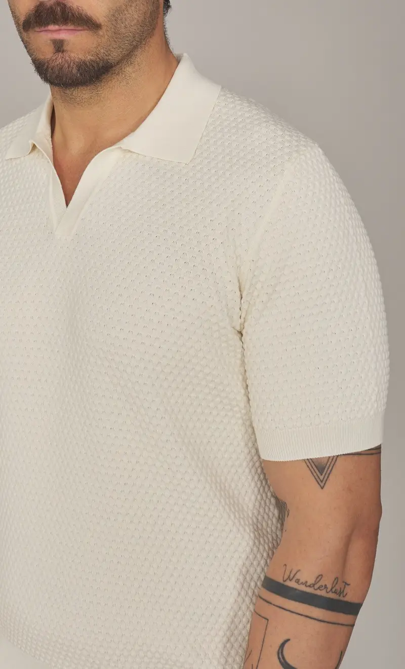 Polo skipper gran sasso punto pannocchia in puro cotone, colore panna miniatura 2