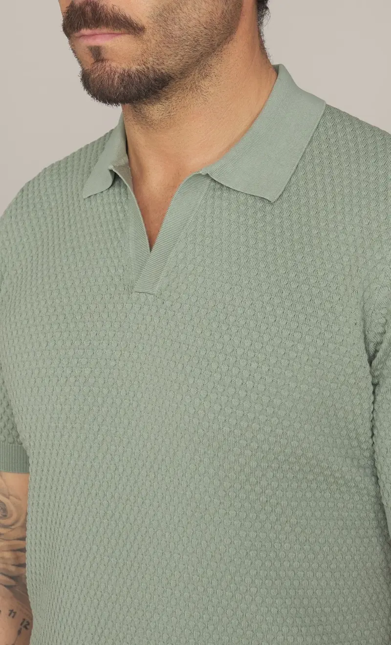 Polo skipper gran sasso punto pannocchia in puro cotone, colore verde miniatura 2