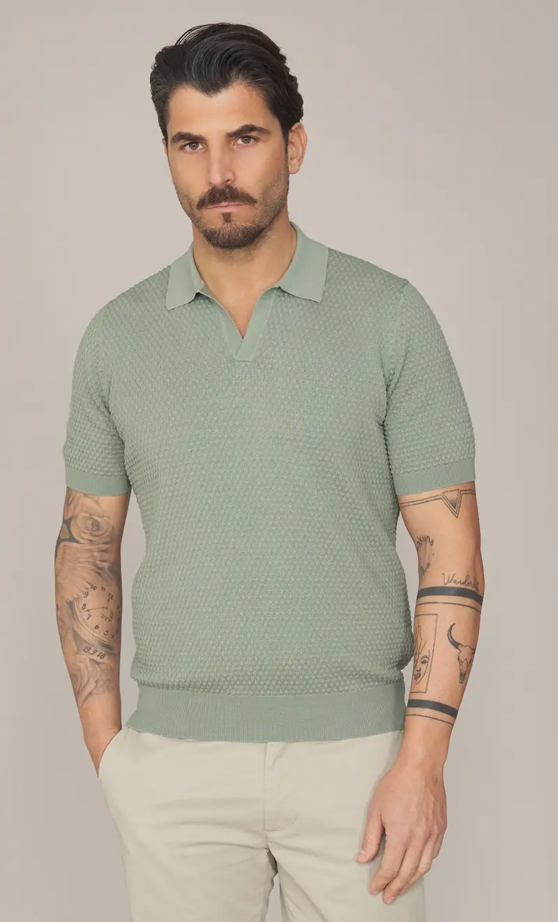 Polo skipper gran sasso punto pannocchia in puro cotone, colore verde