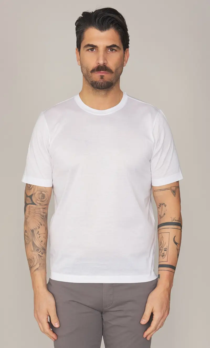 T-shirt gran sasso in filo di scozia, colore bianco