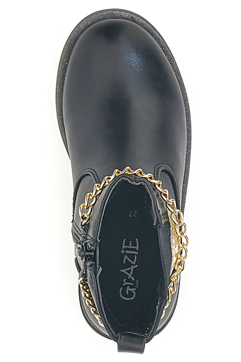 Anfibi neri con catena decorativa Grazia Girl 456456 [NERO] miniatura 3