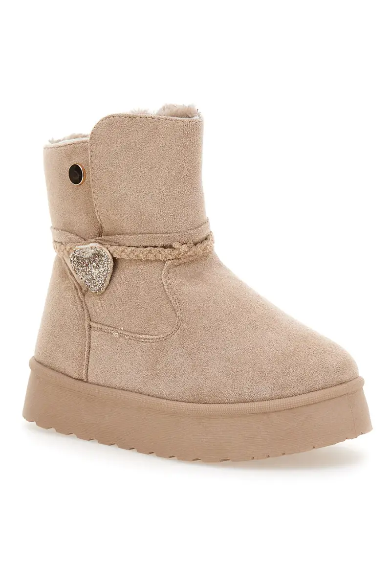 Stivaletti beige con cuore glitter e interno caldo con pelo [KHAKI] miniatura 2