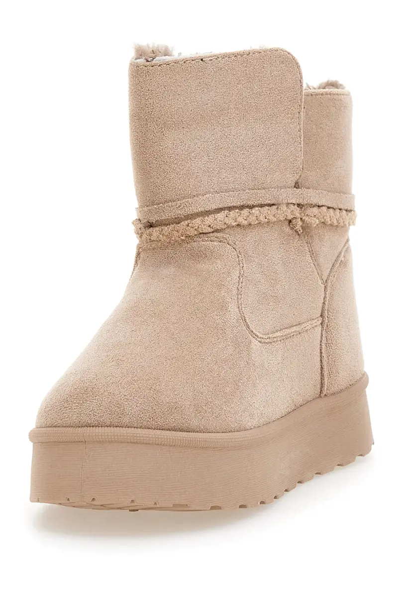 Stivaletti beige con cuore glitter e interno caldo con pelo [KHAKI] miniatura 3