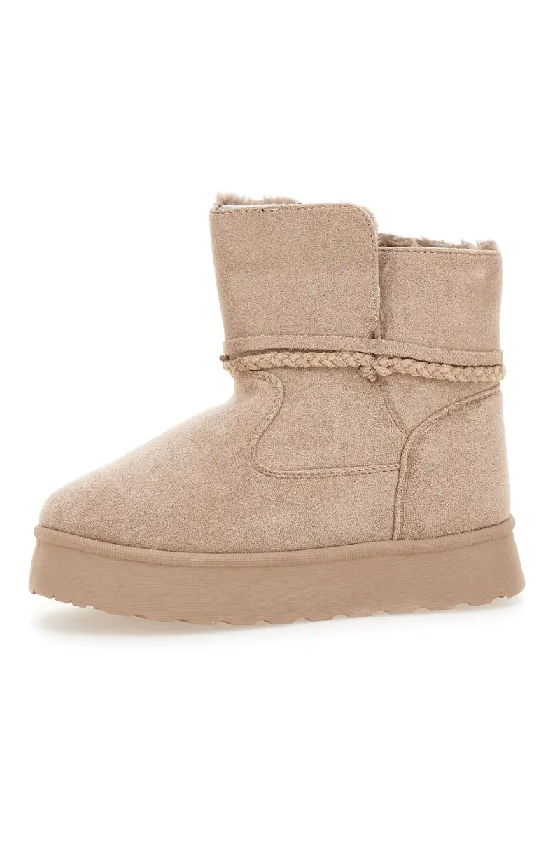 Stivaletti beige con cuore glitter e interno caldo con pelo [KHAKI] miniatura 4