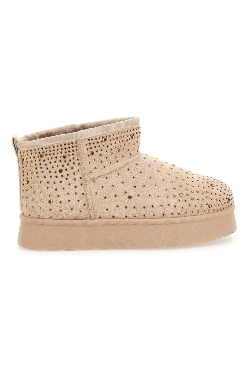 Stivaletti beige con strass e interno caldo con pelo Grazie Girls GB2030 [KHAKI]
