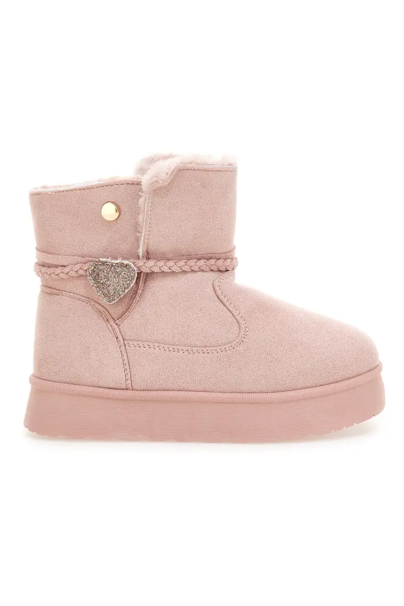 Stivaletti rosa con cuore glitter e interno caldo con pelo [ROSA]