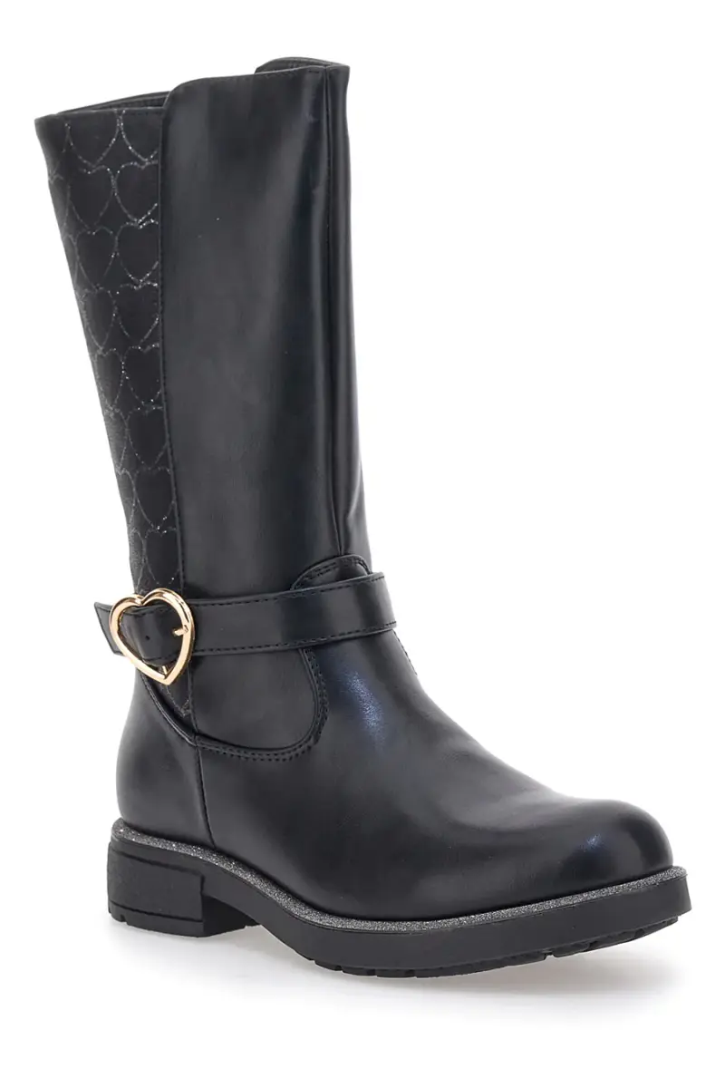 Stivali neri con fibbia a cuore e motivo trapuntato Grazie Girl 531473 [NERO] miniatura 2