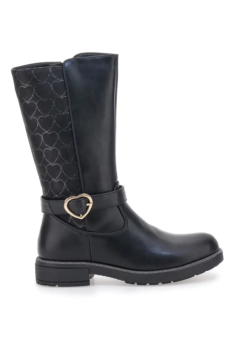 Stivali neri con fibbia a cuore e motivo trapuntato Grazie Girl 531473 [NERO]