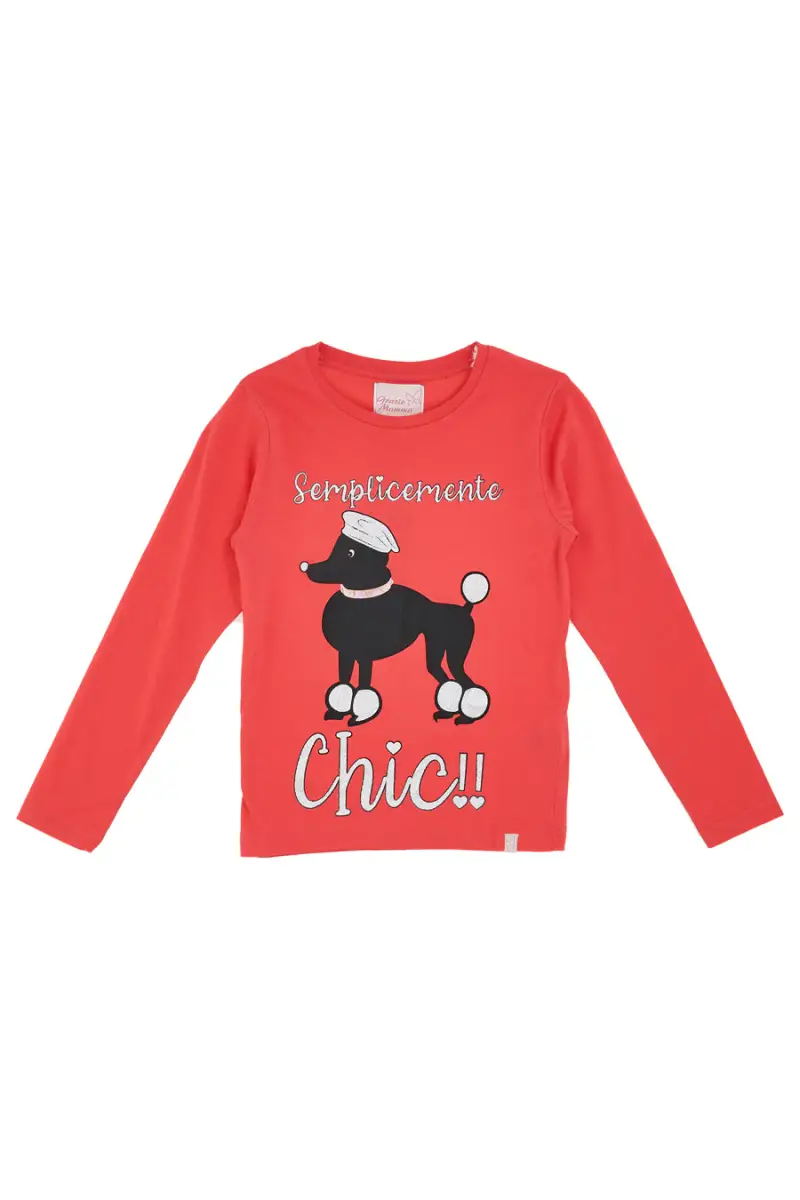 Maglietta Maniche Lunghe Grazie Mamma 2005 Fucsia [ROSSO]