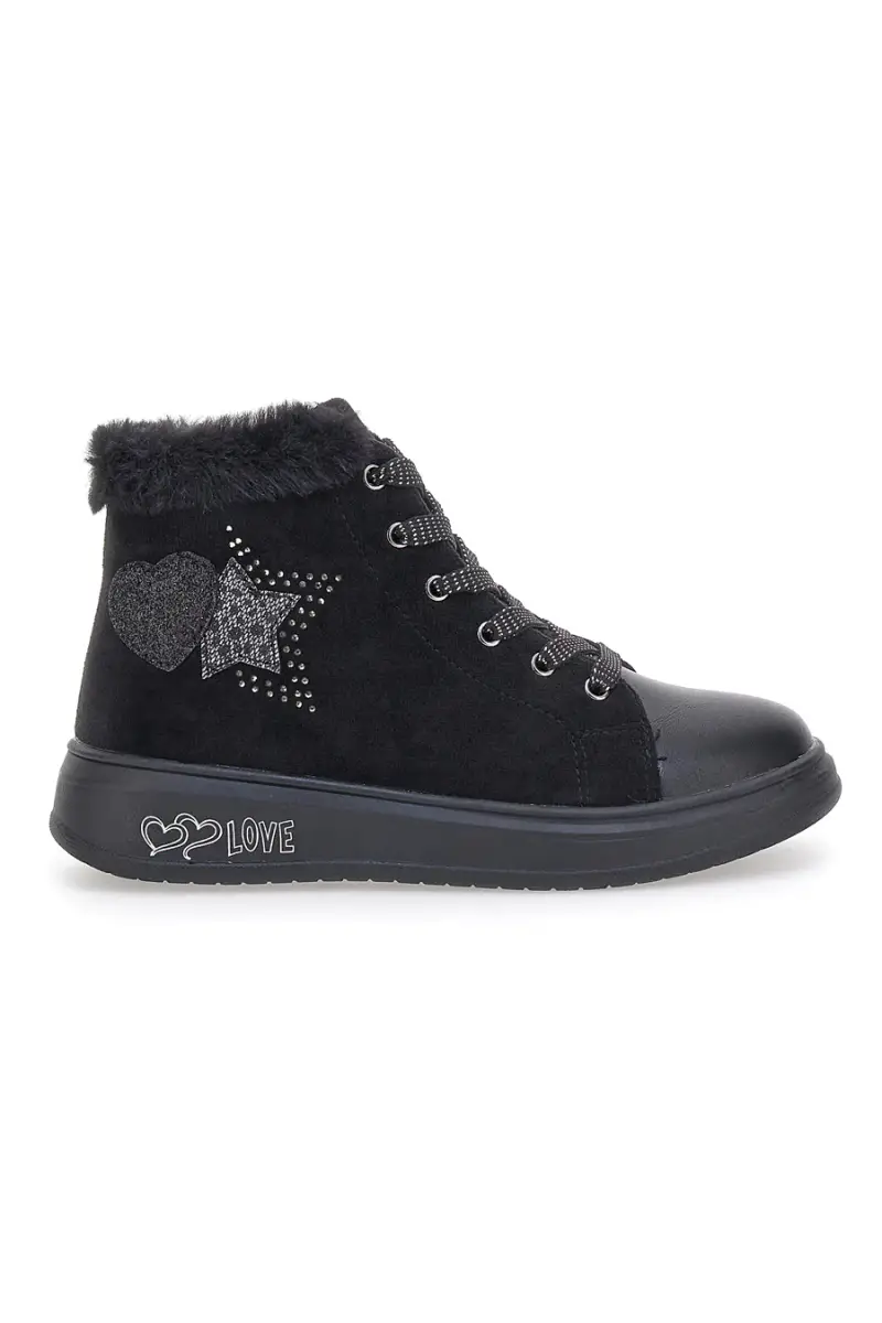 Sneakers Mid-Cut Nere Imbottite con Cerniera e Pellicciotto Grazie 1719 [NERO]