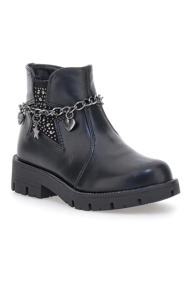 Stivaletti neri con catena e dettagli glitterati Grazia 1729 [NERO] miniatura 2