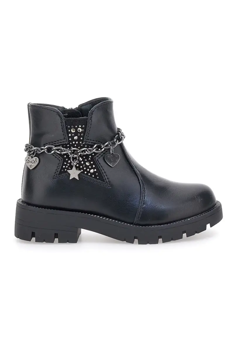 Stivaletti neri con catena e dettagli glitterati Grazia 1729 [NERO]