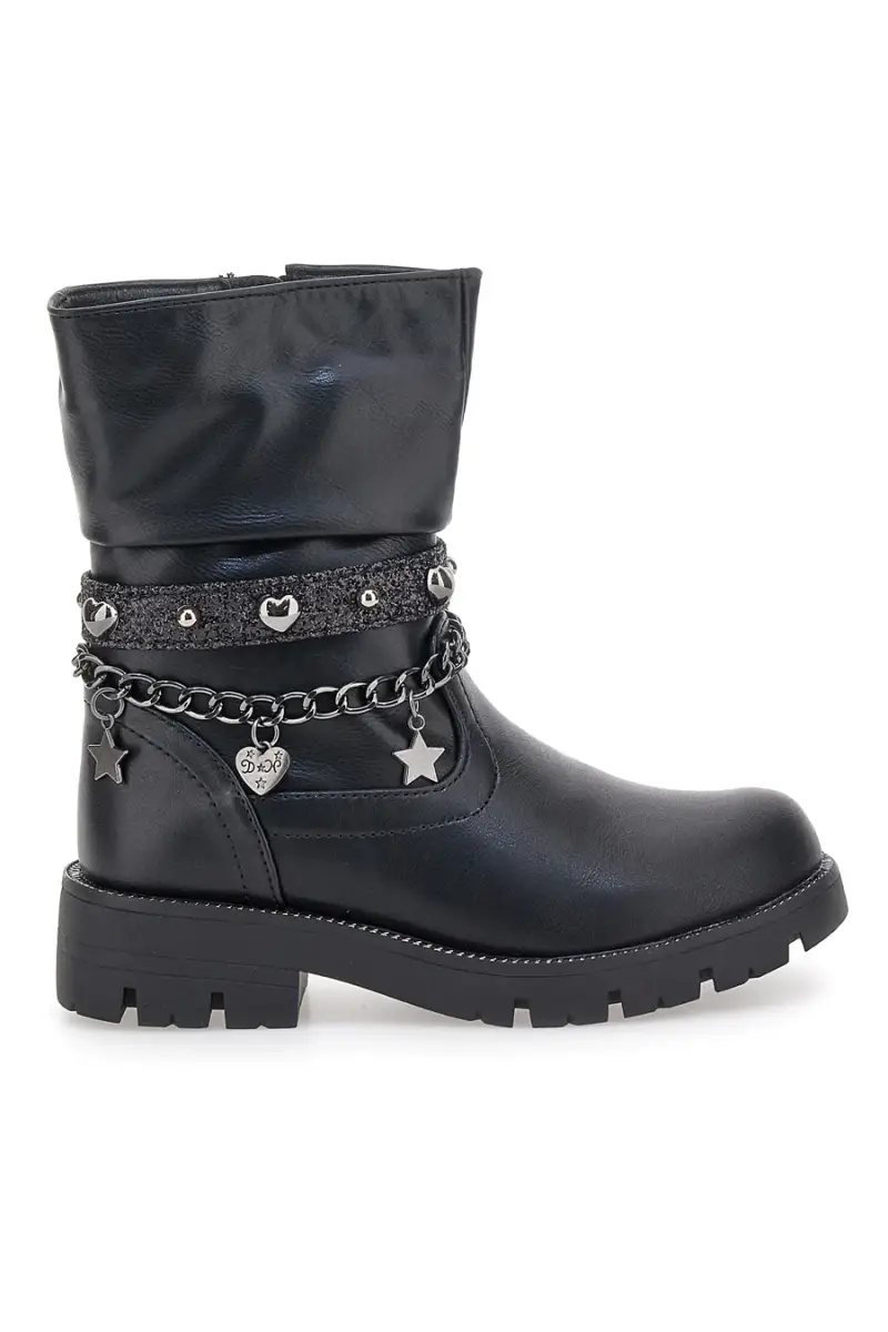 Stivaletti neri con catene e charm Grazie 1740 [NERO]