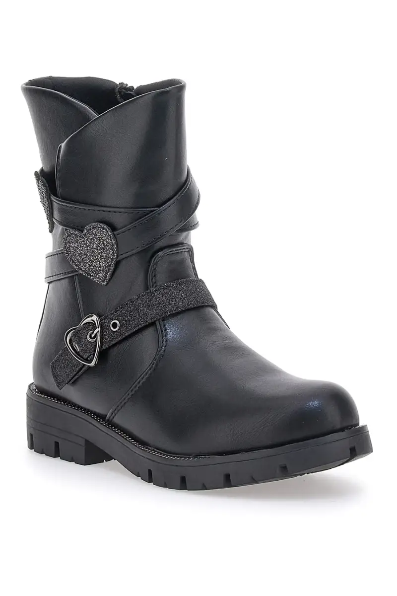 Stivaletti Neri con Dettagli Glitter e Cuoricini Grazie 1622 [NERO] miniatura 2