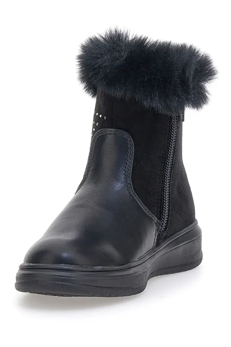 Stivaletti neri con pelliccia sintetica e dettagli glitterati Grazia 1624 [NERO] miniatura 3