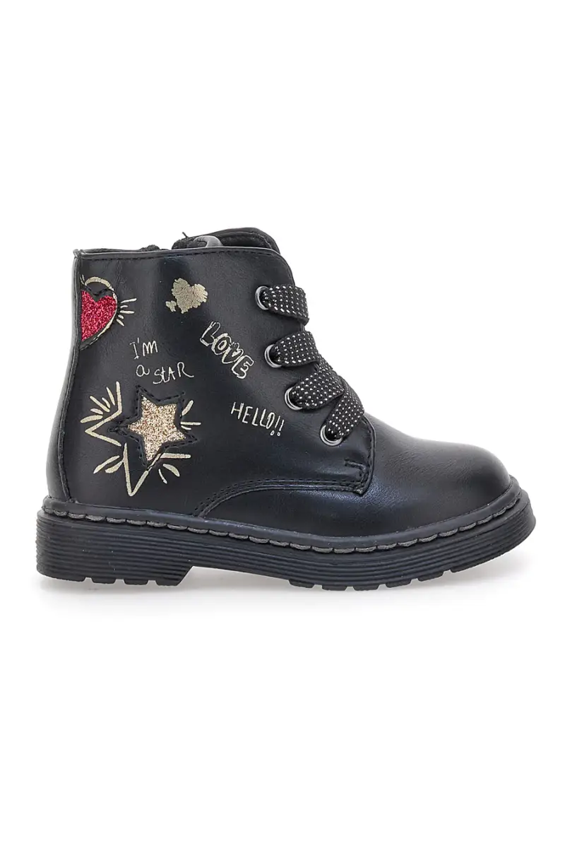 Stivaletti neri con scritte glitter Grazie 1506 [NERO]