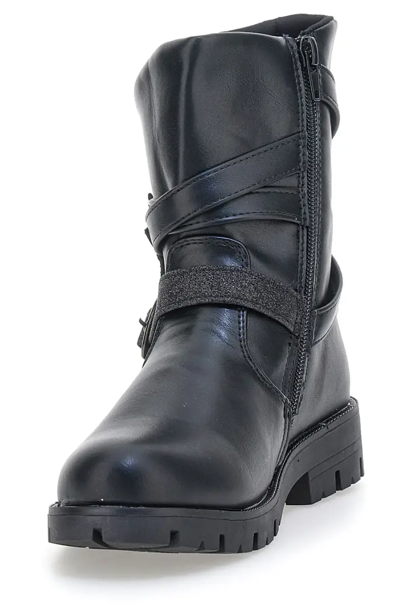 Stivaletti neri con stella glitter e cinturini decorativi Grazia 1622 [NERO] miniatura 4