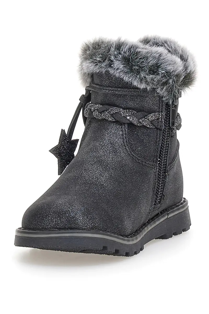 Stivaletti neri con stelle glitter e bordo in pelo Grazie 1528 [NERO] miniatura 3