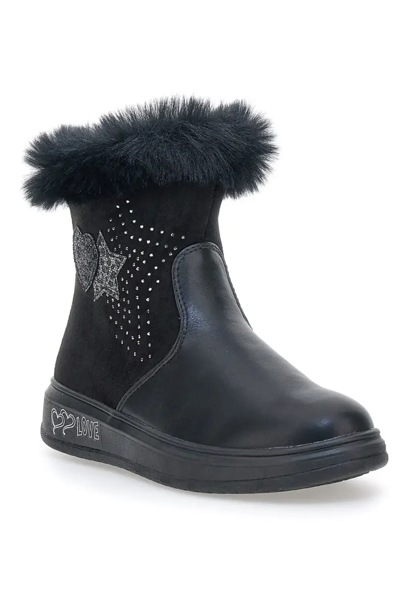 Stivaletti neri con stelle glitter e pelo Grazia 1624 [NERO] miniatura 2
