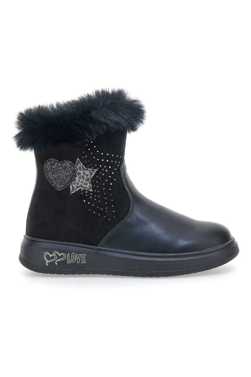 Stivaletti neri con stelle glitter e pelo Grazia 1624 [NERO]