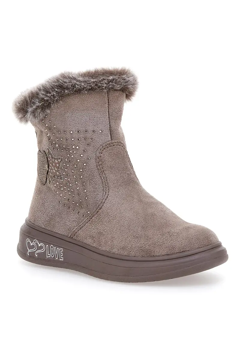 Stivaletti taupe con pelliccia sintetica e glitter Grazia 1625 [TORTORA] miniatura 2