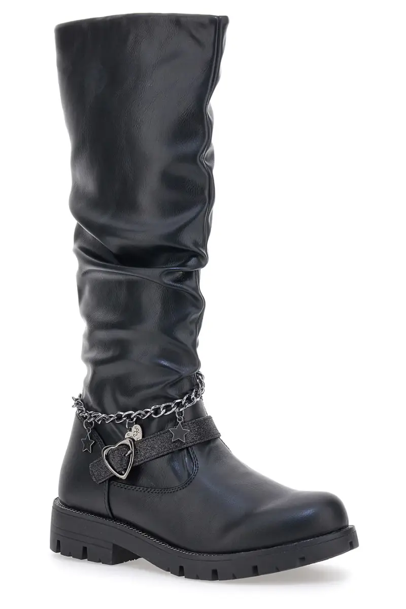 Grazie Stivali Donna Neri con Catena Decorativa miniatura 2