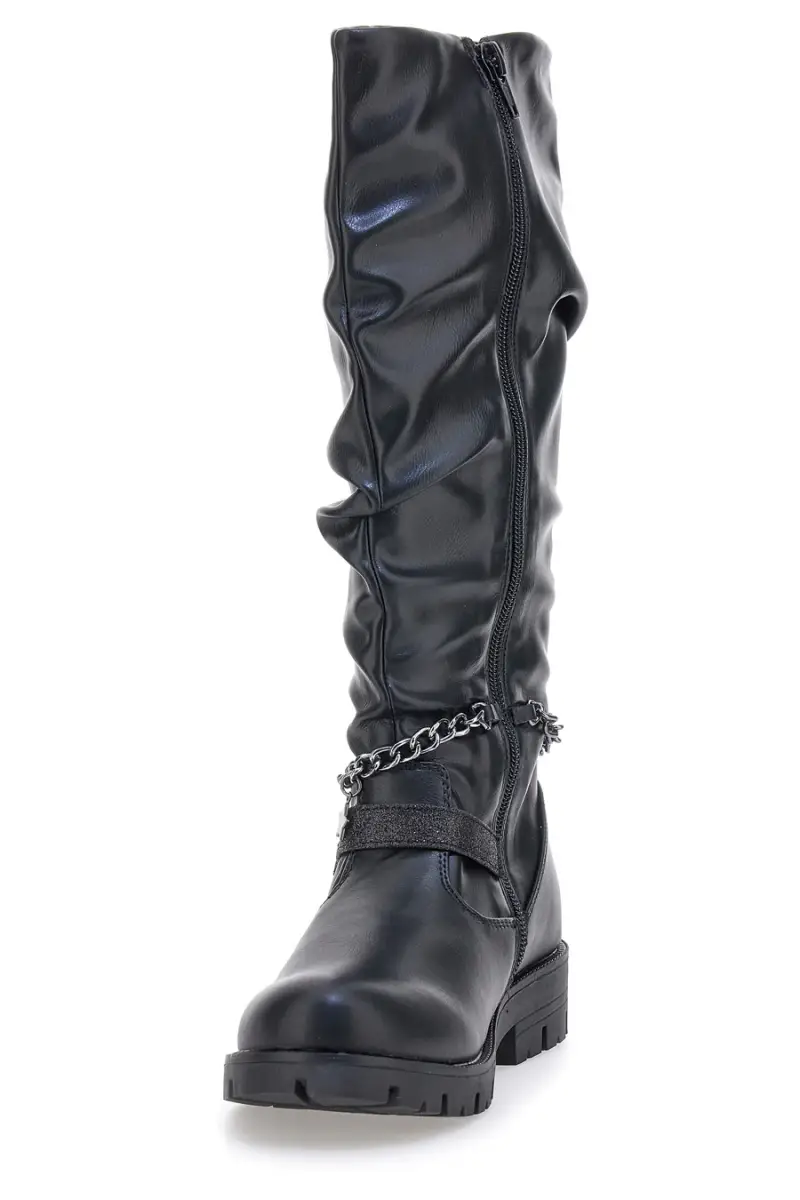 Grazie Stivali Donna Neri con Catena Decorativa miniatura 3