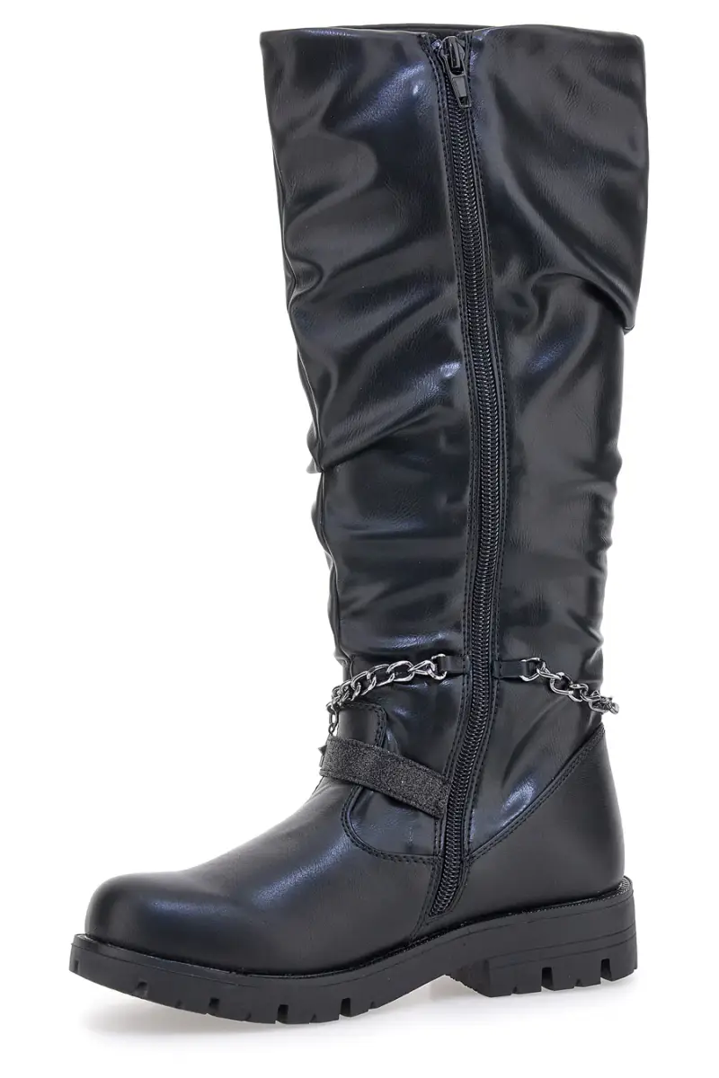 Grazie Stivali Donna Neri con Catena Decorativa miniatura 4