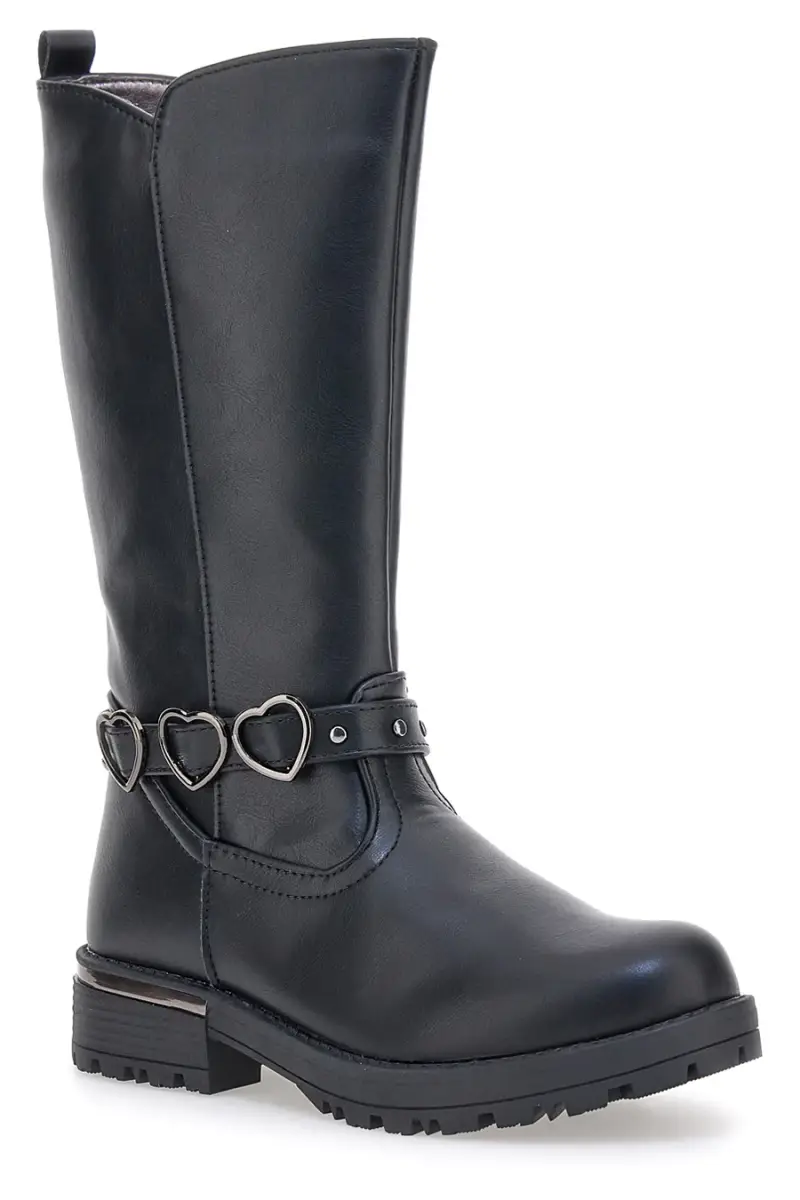 Stivali neri con cinturino e cuori decorativi Grazie 1761 [NERO] miniatura 2