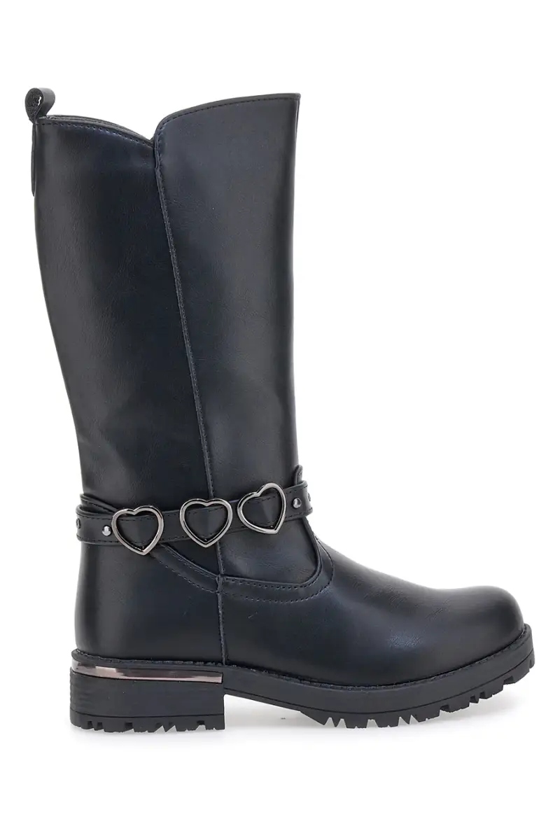 Stivali neri con cinturino e cuori decorativi Grazie 1761 [NERO]