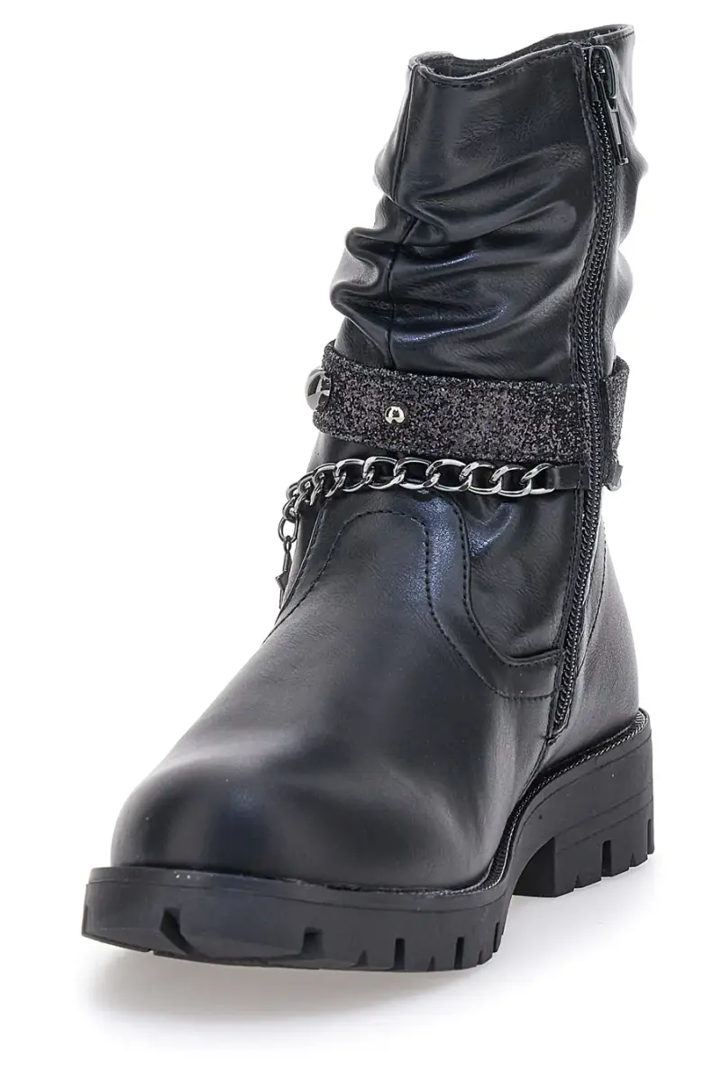 Stivali neri con gambale arricciato e catena decorativa Grazia 1740 [TORTORA] miniatura 3