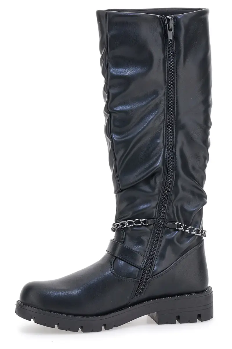 Stivali Neri con Gambale Arricciato e Catenella con Charms Grazie 1747 [NERO] miniatura 4