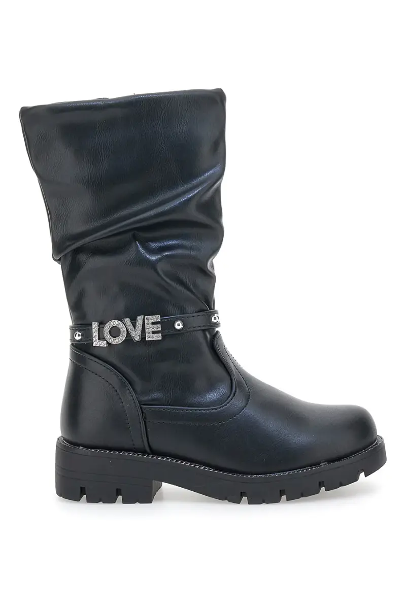 Stivali neri con scritta LOVE glitter Grazia 1756 [NERO]