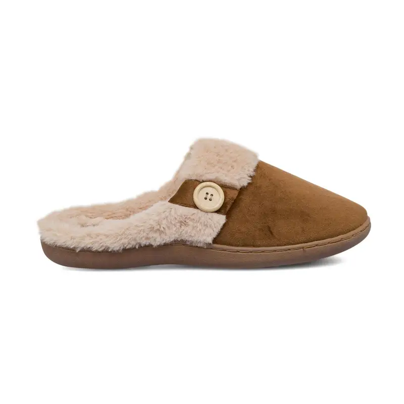 Ciabatte casa beige da donna con interno in pelo