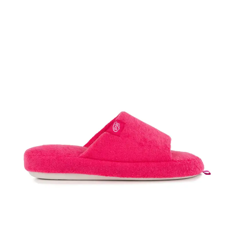 Ciabatte casa fucsia spuntate da donna con mini logo