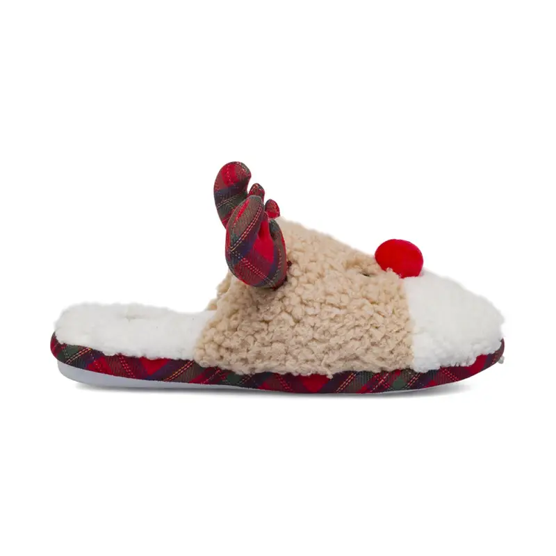 Ciabatte casa rosse da donna con renna di natale