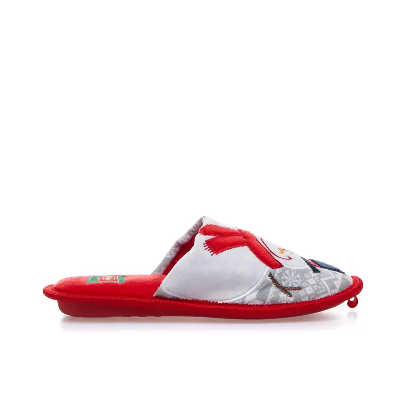 Ciabatte da casa rosse con stampa natale