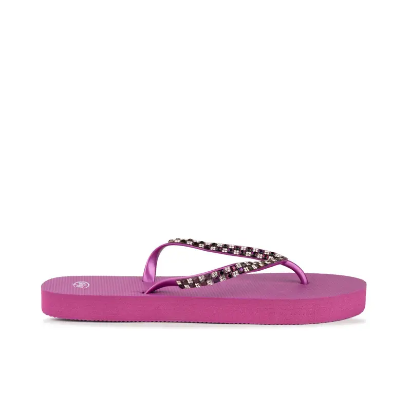 Ciabatte fucsia donna da mare in gomma modello infradito con strass