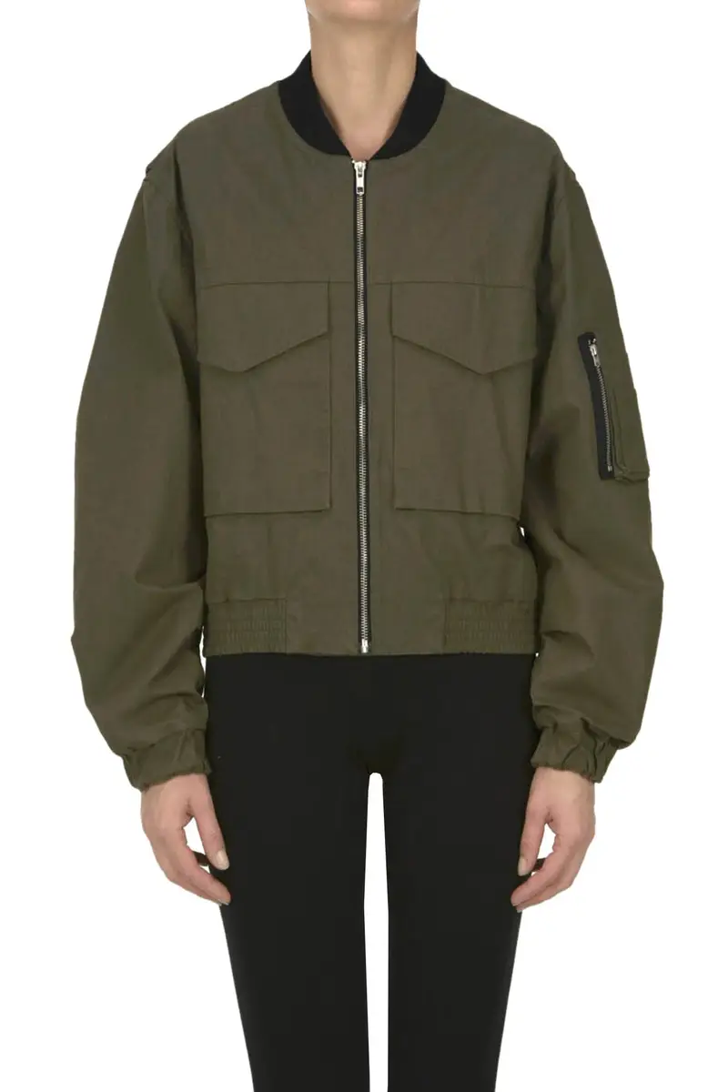 Bomber in cotone Verde oliva