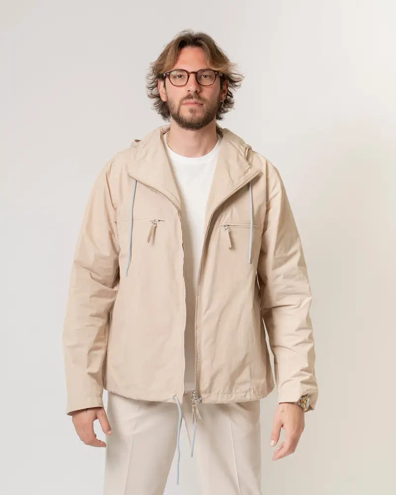 Giubbotto Nylon Cappuccio Beige